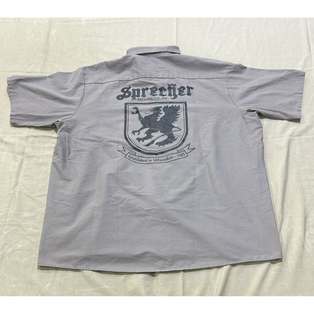 Red Cap Specker Brewing Co Button Up Work/Shop Shirt Gray Size XXL B15 - Picture 2 of 8